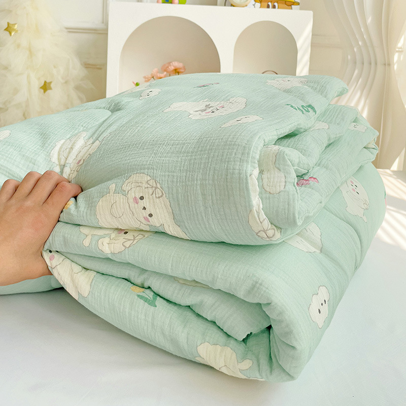 Edredón fresco de verano de hilo de doble capa de clase A, edredón de aire acondicionado para niños de verano, edredón fino de algodón no algodón doble, lavable a máquina