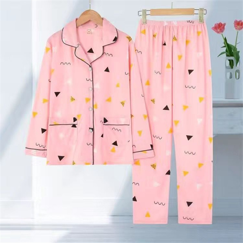2022 new luxury 100% cotton double-sided pajamas women's summer spring autumn and winter long-sleeved Mom's Middle-aged and elderly home wear