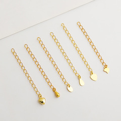 S925 Pure Silver 3D Heart Waterdrop Extended Chain Necklace with White Gold Plated Chain Tail DIY Bracelet Accessory