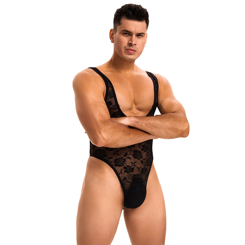 Lencería sexy para hombres europeos y americanos transfronterizos sexy talla grande mono ajustado de alta elasticidad Amazon estilo caliente chaleco transparente