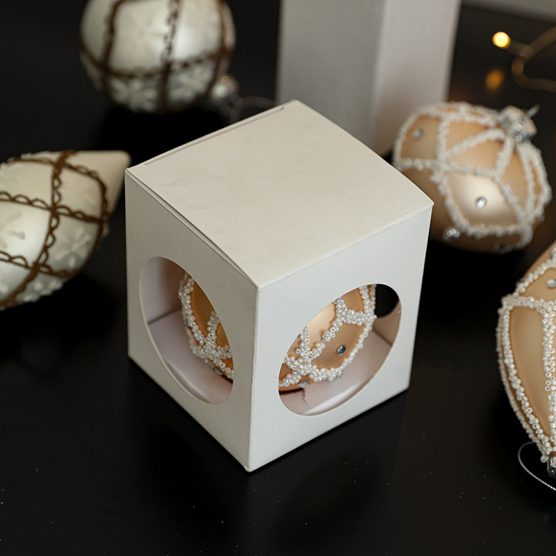 Transfronterizo Hong Kong Heng decoraciones de Navidad ladrillo blanco bola de cristal Bola de gota de agua pintado a mano BOLA DE Navidad árbol de Navidad colgante