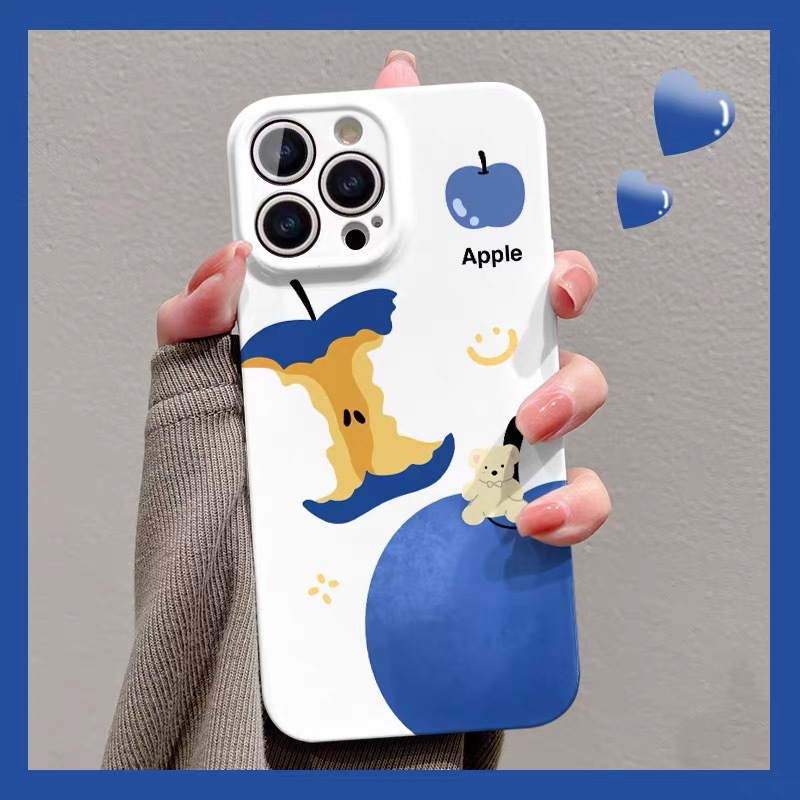 Suitable for Apple Modified Machine Xr to 16Pro Blue Apple Bear Xsmax to 14Promax Mobile Phone Case for Men and Women