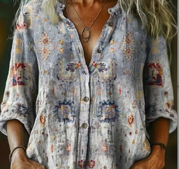 ヨーロッパとアメリカの女性の大きいサイズ夏の女性のカジュアル花柄シャツ女性服リトルデイジーシャツ 3D プリントシャツ|undefined