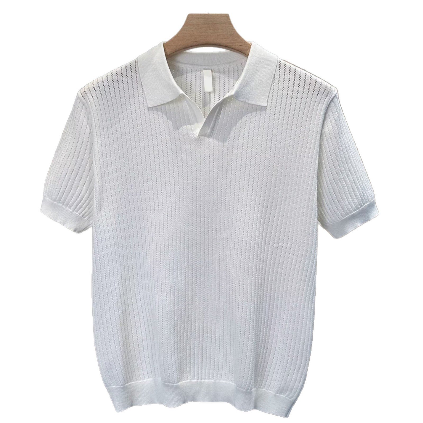 Camiseta polo de manga corta camiseta de punto hombre cuello V gaviota cuello agujero camiseta fábrica transfronteriza verano al por mayor viejo dinero polo