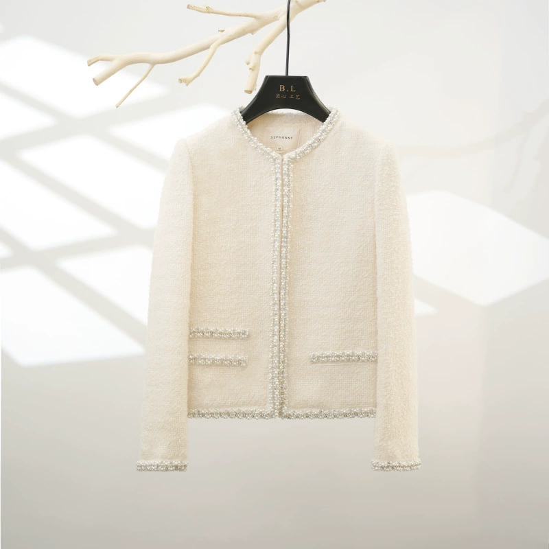 Шерстящее пальто, короткая куртка, круглый воротник, стиль Chanel, высококачественный стиль