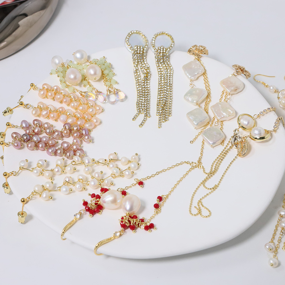 Aretes de perlas de agua dulce natural verano versátil frillantes retro pendientes de aretes lujosos ligeros s925 pendientes de aguja de plata para mujeres