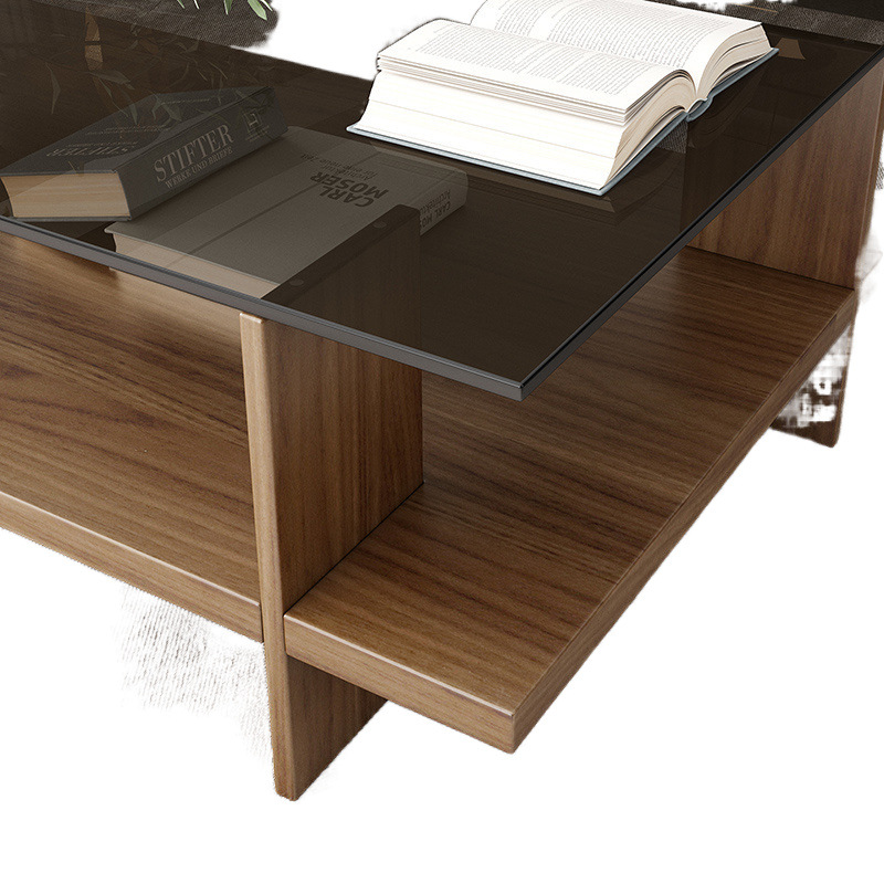 Mesa de té de vidrio temperado pequeña sala de estar doméstica moderna simple oficina cuadrada mesa de té red ins viento