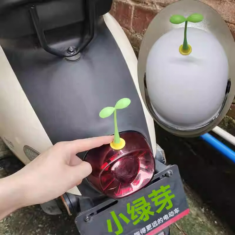 Electric car sapling 3d three-dimensional decoration stickers car creative cute ornaments will swing rubber small green buds Electric car sapling 3d three-dimensional decoration stickers car creative cute ornaments will swing rubber small green buds