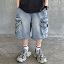 男童裤子牛仔短裤2025夏季新款儿童韩版洋气宽松中大童七分裤批发