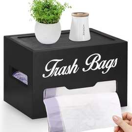 跨境木质垃圾袋收纳盒厨房壁挂式保鲜袋塑料袋整理架卫生间纸巾盒