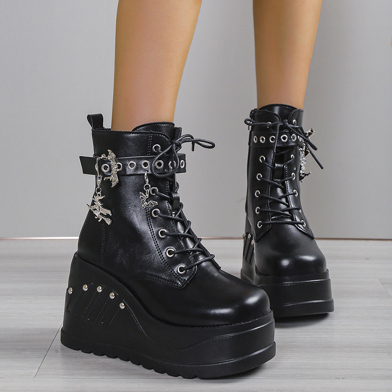 Demonia Platform Boots 2022 New Dark Gothic Rivet Wedge Ankle Boots Women's European and American Plus Size Martin Boots Demonia Platform Boots 2022 New Dark Gothic Rivet Wedge Ankle Boots Women's European and American Plus Size Martin Boots