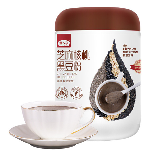 Yanzhifang Black Sesame Walnut Black Bean Powder Nutritional Breakfast Powder Five Black Powder Black Sesame Paste Meal Replacement Powder Mixed Drink