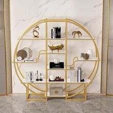 轻奢小博古架简约多宝阁茶具摆件展示架圆形书架置物架酒放置古玩