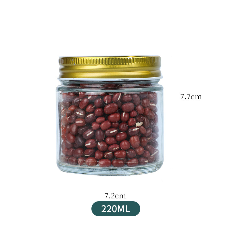 Botella de almacenamiento recta sellada puede botella engrosada transparente mermelada de vidrio botella de miel al por mayor encurtidos sub-botella