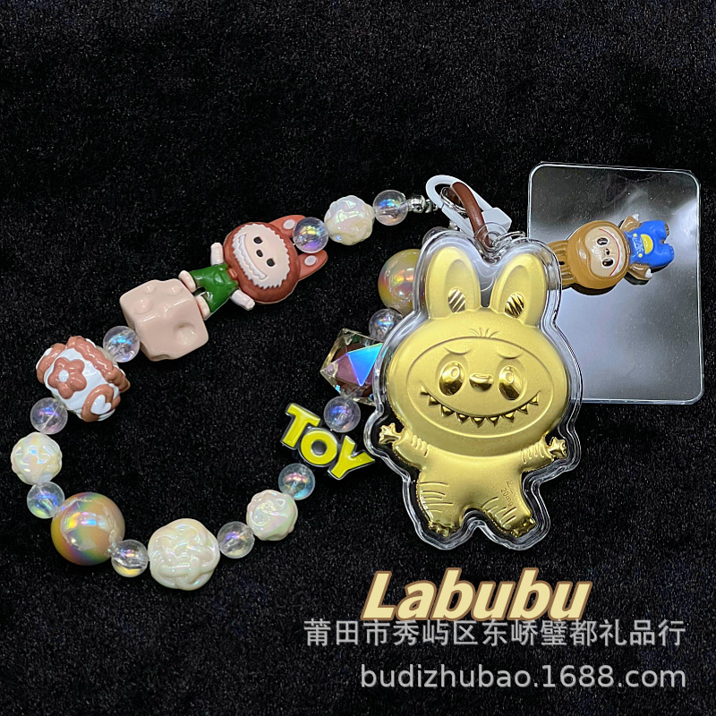 Shuibeitong 純金バブルマート LABUBU 漫画携帯電話チェーンロープペンダントラブブキーホルダーペンダント|undefined