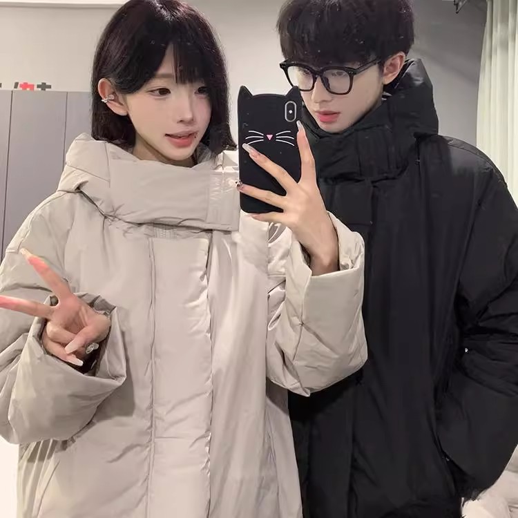 American Short down Jacket Men's Winter Heavy Cold-Proof Hooded Workwear Cotton Outwear Couple Warm Cotton Jacket Jacket