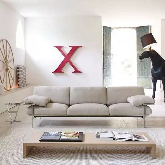 Diseñador de sofá de cuero minimalista italiano recomienda la sala de estar de la villa grande Diesis sofá de cuero antiguo