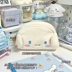 爆款日系玉桂狗凯蒂猫卡通大容量毛茸茸笔袋铅笔盒简约小众收纳包