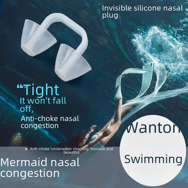 Swimming invisible nose plug silicone anti-choking nose clip mermaid underwater synchronized swimming special transparent non-slip nose plug