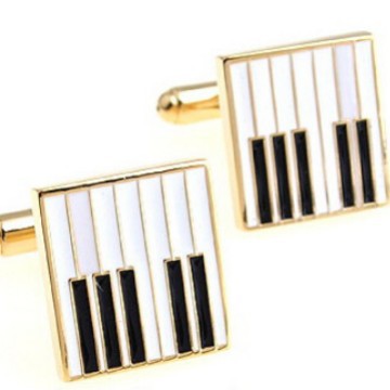 High-Quality Pure Copper Metal Jewelry Men's French Shirt Cufflinks Music Gold Piano Cufflinks Wedding Gifts in Stock