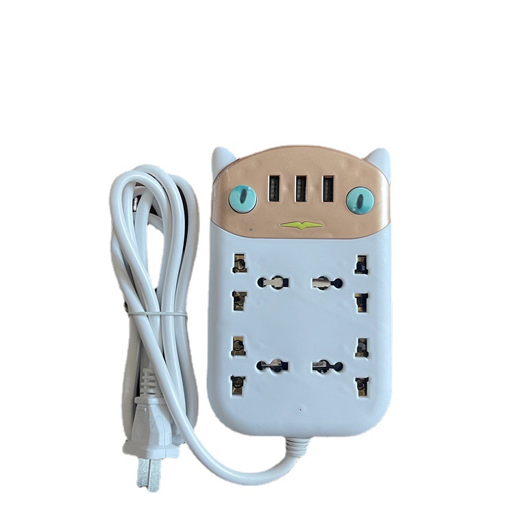 厂家直供 出口外贸猫型智能USB插座排插接线板 创意usb插座