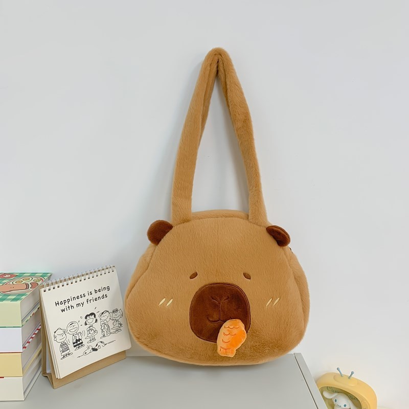 高颜値カピバラ人形ランドセルぬいぐるみバッグ漫画ポケットかわいいカピバラ収納袋|undefined