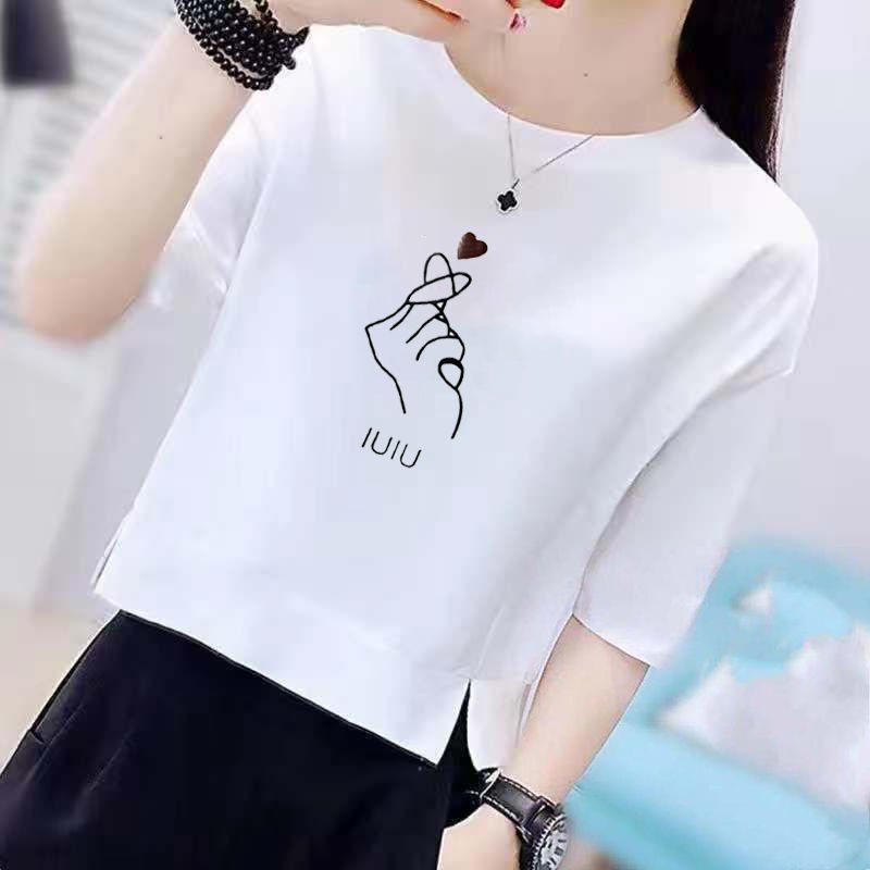 新しい半袖tシャツ女性夏の新しい上着がゆるい半袖ins潮高腰の短い白い体磊紅|undefined