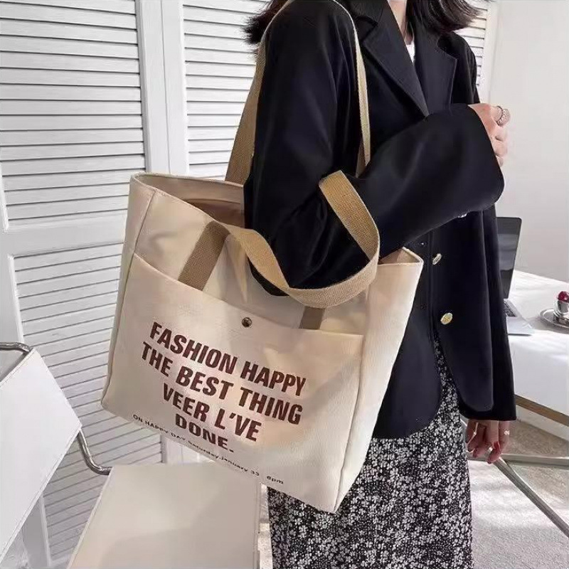 女森系百搭手提布袋包帆布包单肩包大容量装书学生上课通勤包|undefined