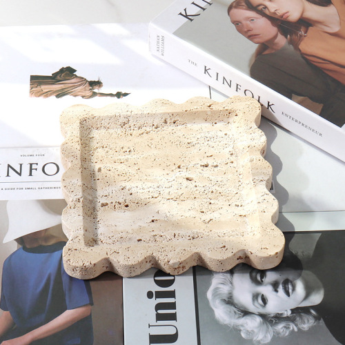 New Chinese style marble square creative fruit plate home living room desktop storage tray jewelry necklace display tray