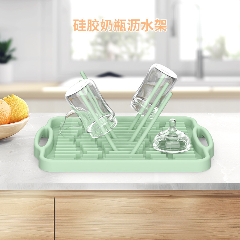 국경 간 바 매트 실리콘 배수 트레이 주방 식기 보관 랙 우유 병 접시 컵 배수 매트 접기