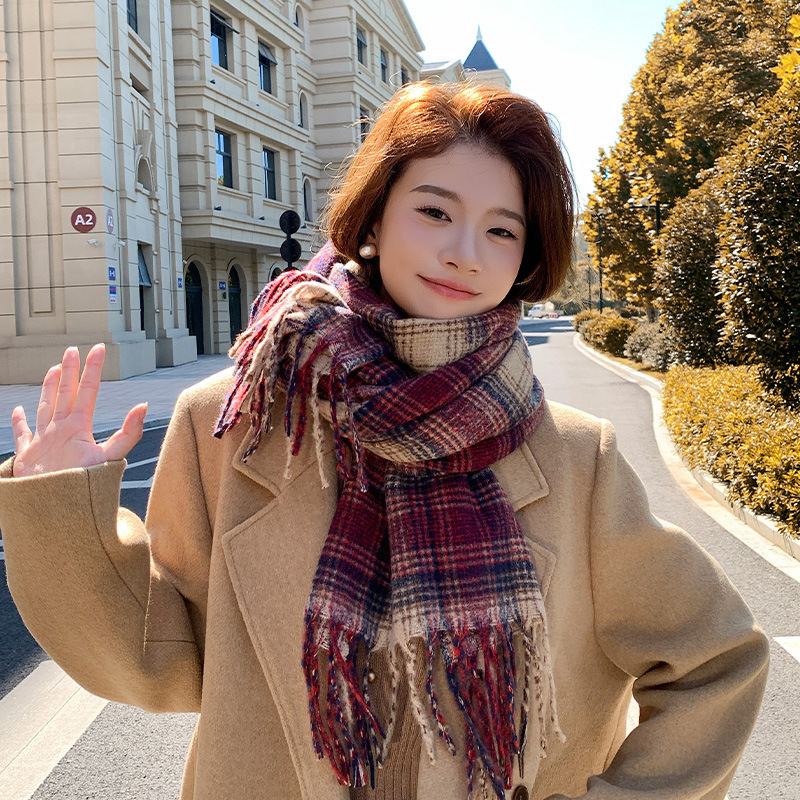 秋冬格子围巾女冬季高级感新款百搭保暖情侣围脖披肩韩系跨境爆款|undefined