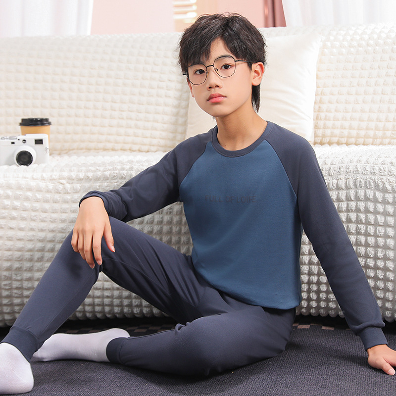 儿童睡衣纯棉衬衣线裤男童保暖内衣女童宝宝秋衣秋裤中小童棉毛衫|undefined