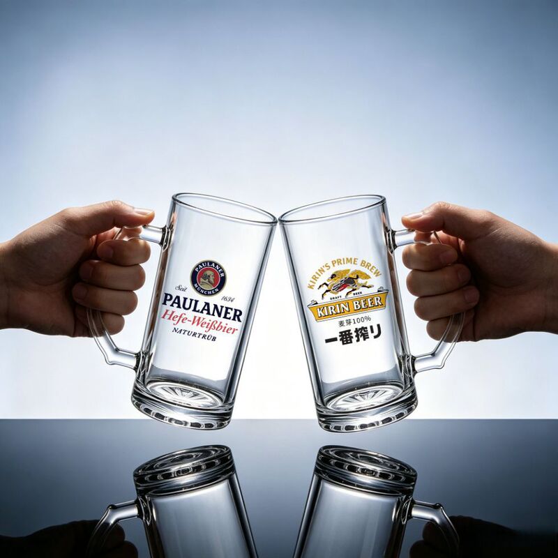500ml large-capacity glass draft beer cup, creative commercial beer cup with logo, thickened craft beer cup with handle