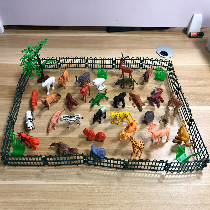 Juego de 53 Piezas de simulación modelo de animal salvaje granja de insectos marinos traje de dinosaurio pequeño juguete de plástico sólido para niños