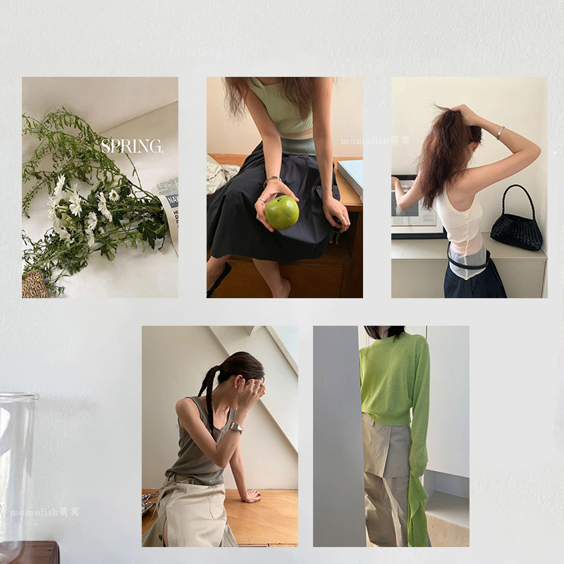 High-End Ins-Style Fresh and Minimalist Clothing Store Poster, Women's Clothing Store Studio Booth Photo Background Wall Decorative Painting