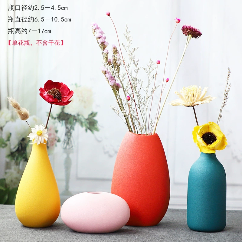 Керамическая красочная ваза для дома, гостиной, креативное украшение из сушеных цветов, новый красный, зеленый, желтый в стиле ins