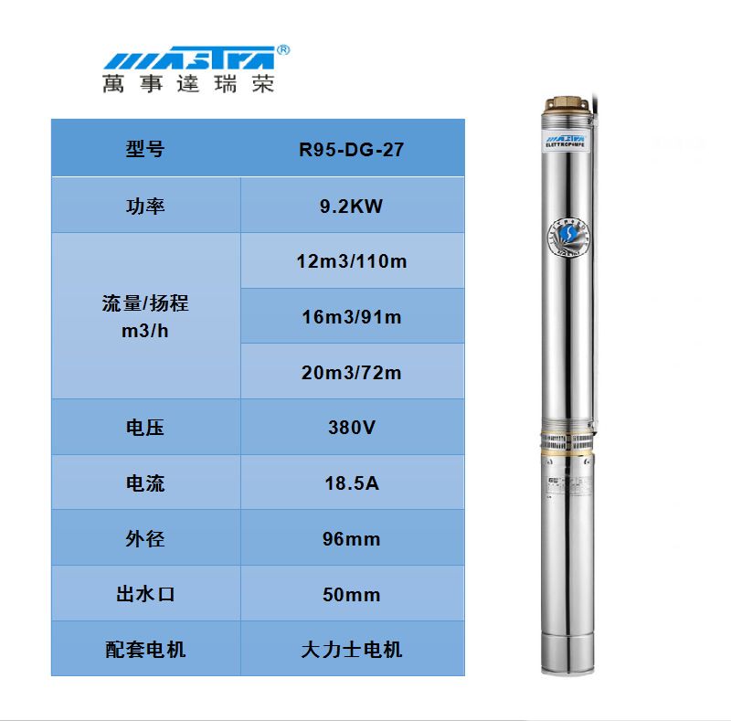 Bomba de bombeo MasterCard R95 220V bomba de agua de pozo doméstica bomba de pozo profundo bomba sumergible de acero inoxidable 380V tres fases
