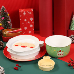メーカー卸売り新型クリスマスヘラジカ食器サンタクロース食器セットアニメかわいい陶磁器食器皿