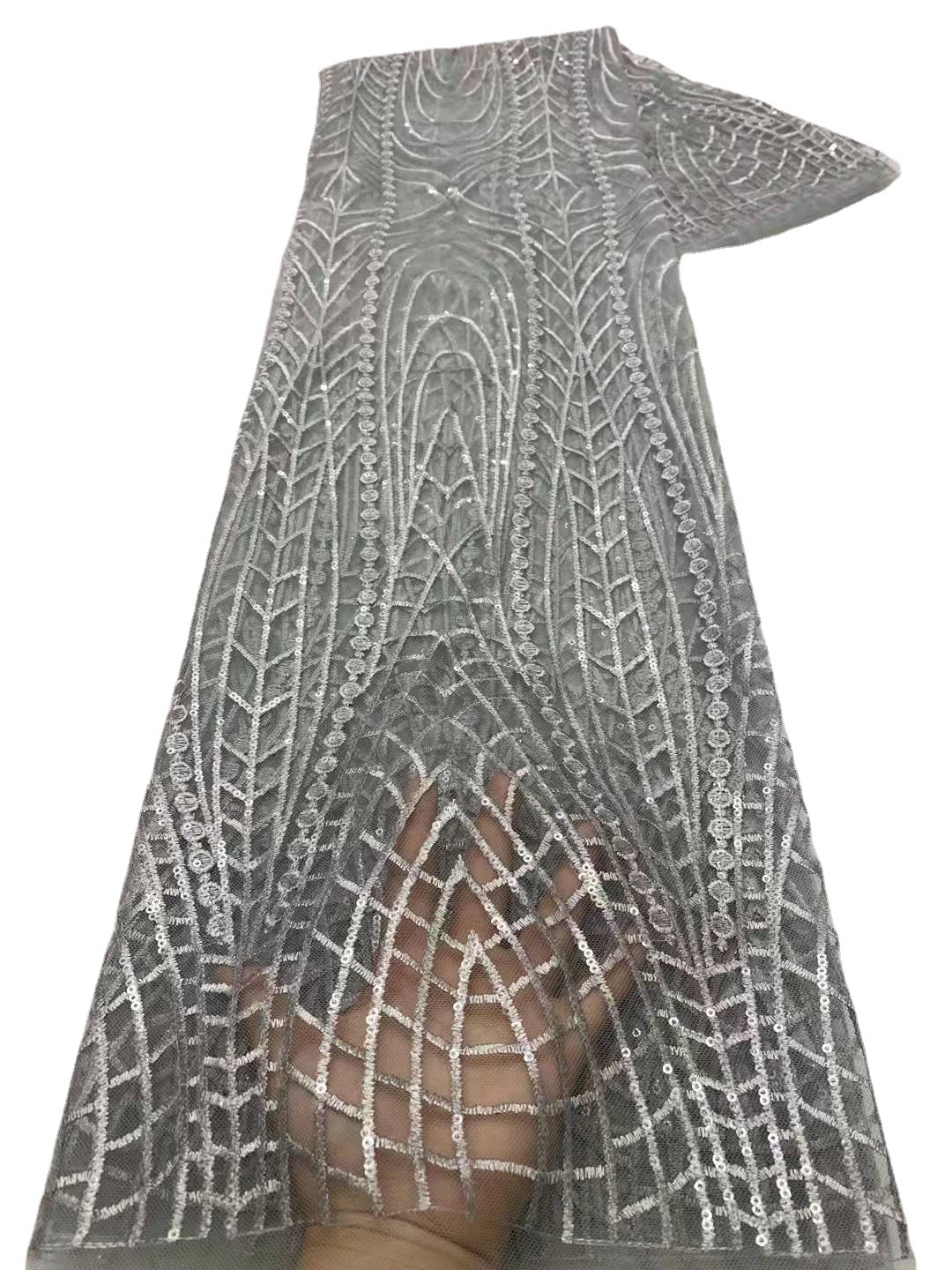 Clásico de alta gama popular de lentejuelas bordado de malla de perlas bordado exquisito vestido de flores vestido de novia de tela JX1746