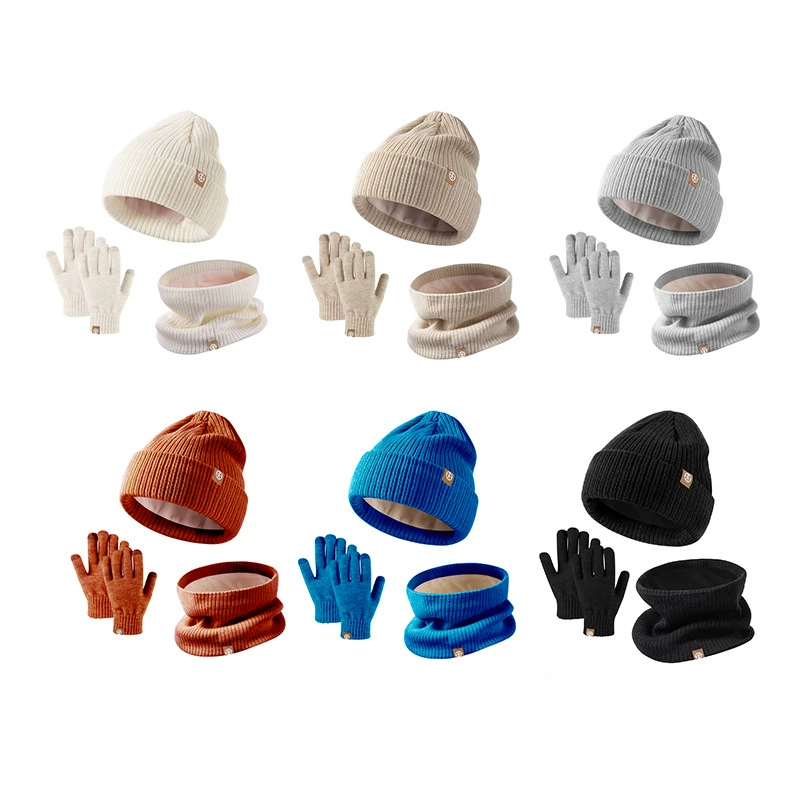 Gift box for men and women, autumn demi-season warm set, keep warm hat, scarf, knitted gloves, custom-made