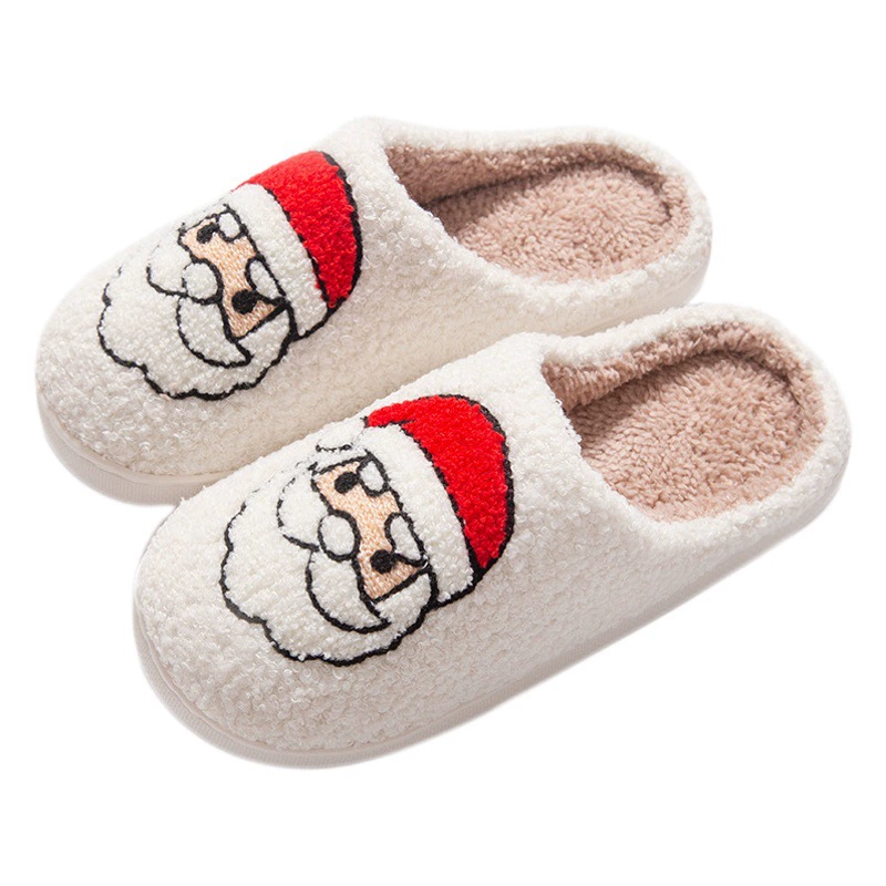 Эксклюзивные хлопковые тапочки для дома, осенне-зимние, с мягкой подошвой, нескользящие, милые тапочки с изображением Санта-Клауса в мультяшном стиле.