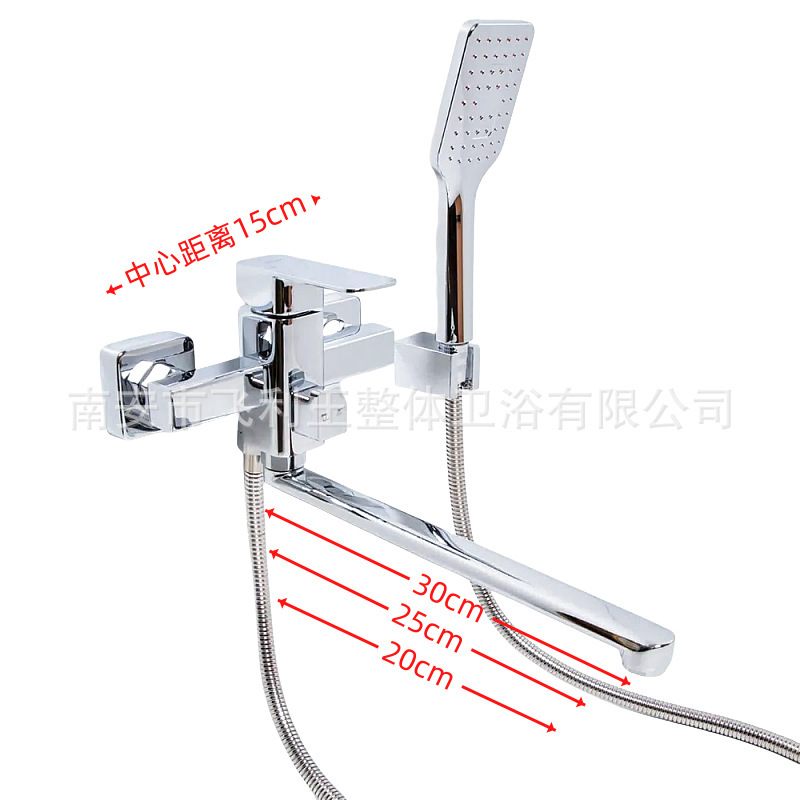 Foreign trade Russia Central Asia square in-wall hot and cold bathtub bathroom shower suit extension pipe faucet Foreign trade Russia Central Asia square in-wall hot and cold bathtub bathroom shower suit extension pipe faucet