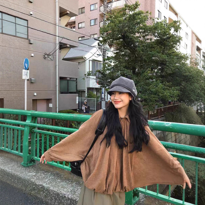DaqianwithU 秋叶垂感蝙蝠袖斗篷夹克女2025秋季新款显瘦外套薄款|undefined