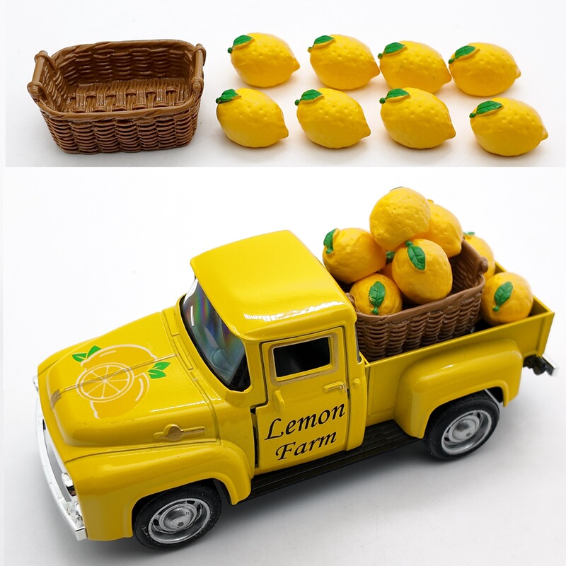 Cross Border 12.5cm Alloy Car Model Lemon Ornaments Decoration Vintage Classic Car