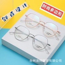 2023新款多边形近视复古男女防蓝光眼镜近视眼镜框平光镜架D5002