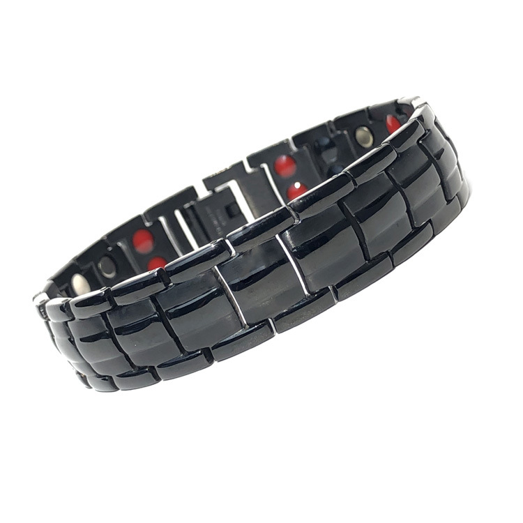 Estilo clásico transfronterizo de acero inoxidable tortuga forma de pulseras negras chapadas de doble fila de imán para niños