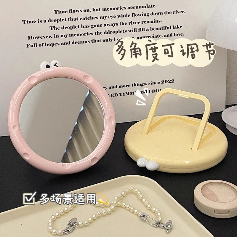 Espejo de maquillaje con forma de queso, espejo de tocador de corazón de niña, espejo de maquillaje HD, espejo portátil para dormitorio de estudiantes