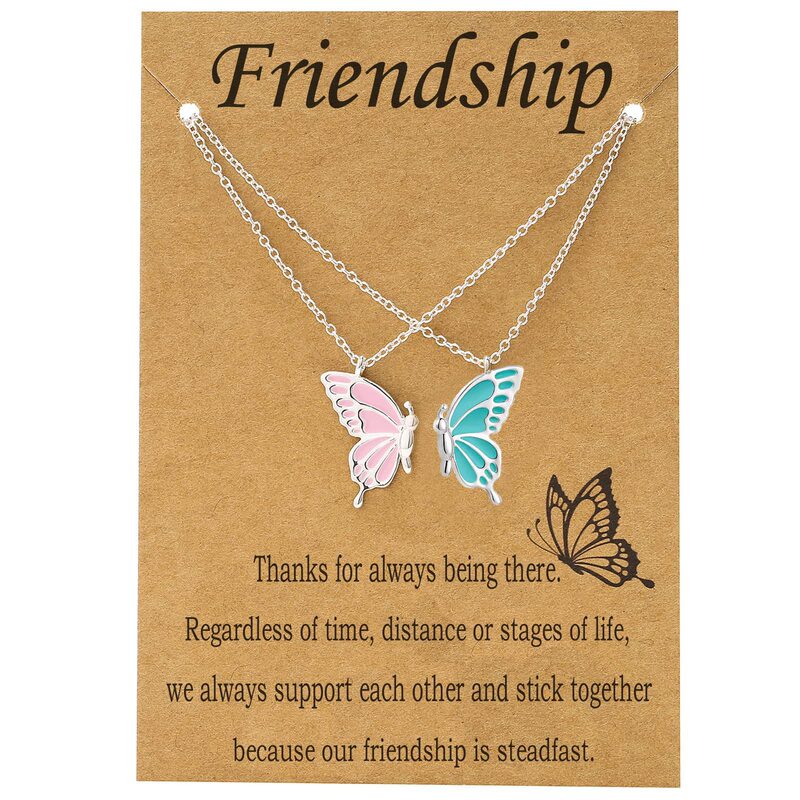 Butterfly Necklace for Women Best Friend Gold Color Chain Pink Blue Butterfly Pendant Butterfly Bracelet Necklace Set Butterfly Necklace for Women Best Friend Gold Color Chain Pink Blue Butterfly Pendant Butterfly Bracelet Necklace Set