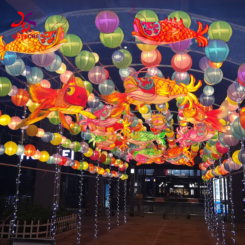 景区鱼形灯笼国潮花灯通道套装布置灯光节夜景造型灯亮化场景搭建-阿里巴巴