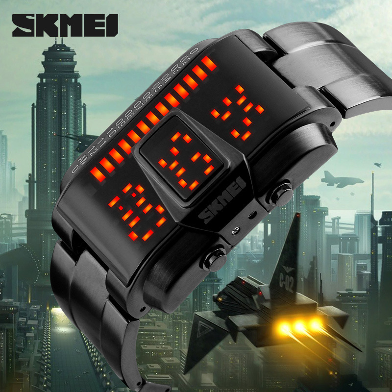 Skmei reloj de moda para hombre impermeable personalizado creativo reloj LED reloj de moda para hombre estudiante masculino reloj de esfera grande
